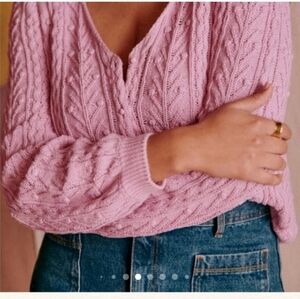 Sezane Blush Cable Knit Cardigan